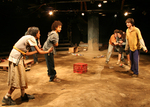 actors split by two sides and conversing