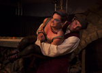 an actor is grabbing another actor and lifting her to the right