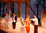 two pairs of actors, each speaking to their respective partners