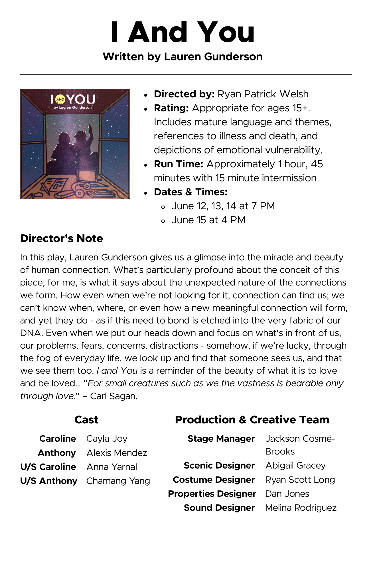 2025 Summer Circle Theatre (SCT) Brochure