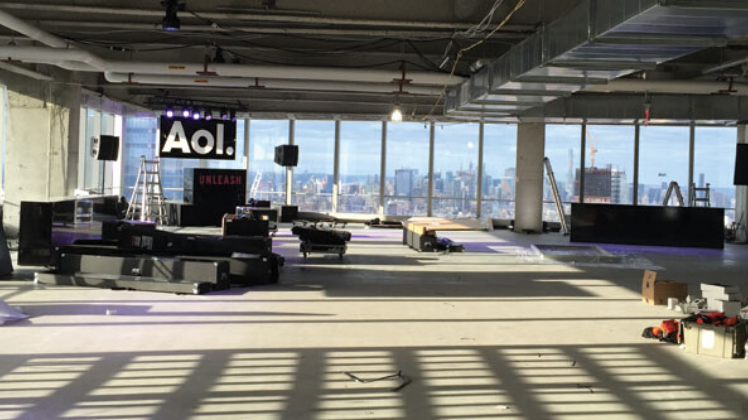 Empty Office Space Being Set Up for a Business Theatre Event