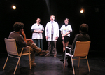 three actors presenting themselves to two actors sitting in chairs