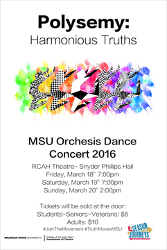 poster with the information of the orchesis dance concert 2016